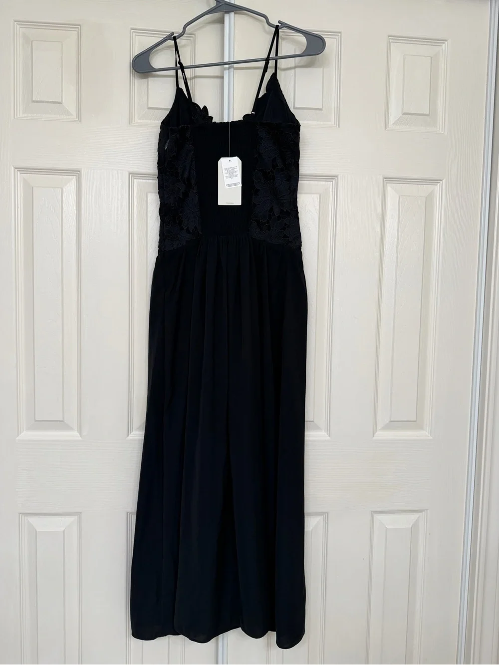 Abercrombie & Fitch Black Lace Bodice Maxi Dress with Side Slit